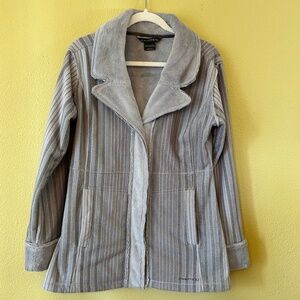 ExOfficio Jacket Women's Gray Snap Up Faux Fur Lined Fleece Lined Size Small